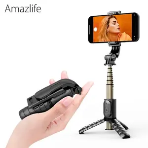 Amazlife חדש מוצר Q10 Q11 מתקפל אלחוטי כחול שן נייד Tripod Selfie מקל עם שלט רחוק