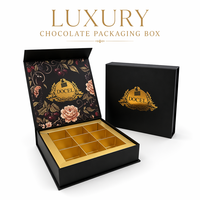 Boîte d'emballage de chocolat de luxe BONROY, boîte cadeau en carton rigide avec feuille d'or magnétique, 9 compartiments, boîte à chocolat