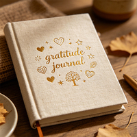 Carnets de Gratitude Personnalisés à Couverture Rigide en Lin – Journal de Pleine Conscience et de Manifestation pour le Bien-être – Format Personnalisé – Agenda Quotidien Non Daté – Idéal comme Cadeau
