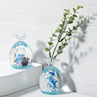 Sablier créatif Dauphin, sablier à gouttes d'huile liquide colorées, jouet sensoriel sur le thème de l'océan, décoration de bureau anti-stress, cadeau