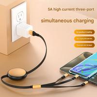 Kabel Data 3-in-2 Pengisian Cepat 6A, Dapat Ditarik, USB Type-C Micro 8-Pin Multi Port untuk Komputer dan Ponsel