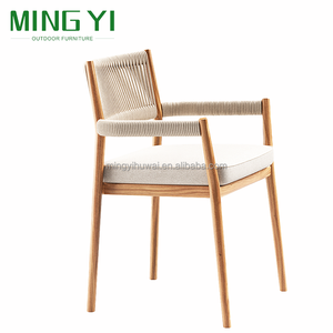 Toptan açık bahçe dışında tik ahşap mobilya Bistro sandalyeler halat dokuma istiflenebilir veranda yemek sandalyeleri restoran için - Product Image 2