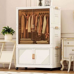 Haogle Multi-layer Folding Plastic <b>Stackable</b> Children's Bedroom <b>Wardrobe</b> 3-Layer Double Door Space Saving Modern Home Furniture - Product Image 2