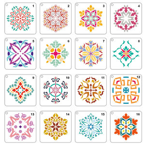 Fghgf — pochoirs de <span class=keywords><strong>peinture</strong></span> de meubles, modèle <span class=keywords><strong>mandala</strong></span> laser, réutilisable, 15x15 cm, 32 pièces - Product Image 2