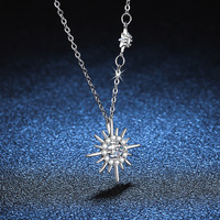 Fine Jewelry Collier pendentif étoile hexagramme Moissanite en zircon cubique en argent sterling 925