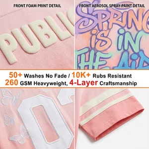 Garment Dyed Custom <b>Washed</b> Boxy Fit Puff Printing Flat Embroidery Pullover Tshirts Hand Drawn Applique Embroidery Men's T-shirt - Product Image 2