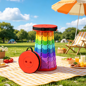 Tabouret Télescopique Arc-en-ciel en PP Rouge, Pliable et Portable pour Extérieur, Chaise <span class=keywords><strong>de</strong></span> Plage, Couleur Personnalisée, Vente en Gros ODM/OEM - Product Image 4