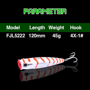 Leurre de pêche <span class=keywords><strong>Popper</strong></span> FJORD imprimé 120 mm 45 g en plastique ABS dur artificiel 3D pour eau douce et eau salée, rivière et lac, avec hameçons - Product Image 3