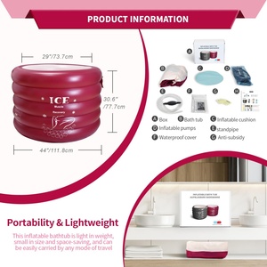 Portable Ice <b>Bath</b> Tub for Athletes <b>Inflatable</b> Cold Plunge Tub Freestanding Indoor/Outdoor Tub Folding Bathtub with Air Pump - Product Image 5