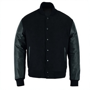 Blouson universitaire 2026 OEM très demandé, noir, en laine et cuir, pour homme, haute qualité, faible MOQ, blousons d'hiver chauffants - Product Image 1