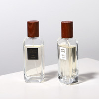 Haute Qualité 50ml Plat Rectangle Carré Transparent Fond Épais Parfum Vaporisateur Bouteilles En Verre Avec Bouchon En Bois