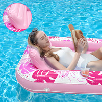 Piscine flottante gonflable d'extérieur en PVC certifiée CE, grand bateau flottant carré, transat flottant pour adultes pour bronzer