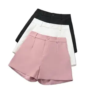 오피스 레이디 핑크 반바지 여성용 여름 Y2K 느슨한 짧은 바지 우아한 한국 패션 하이 웨이스트 반바지