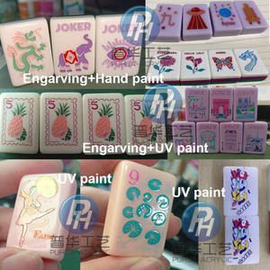 Personalizado para entretenimiento de viajes, juego de azulejos de Mahjong americano, juego de mesa occidental, estante de exhibición de Mahjong acrílico de 12mm y azulejos - Product Image 3