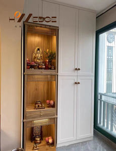 خزانة بودا عصرية بإله الثروة ، خزانة تخزين ذات سعة كبيرة ، تصميم من الخشب المقاوم للصدأ للأثاث - Product Image 4