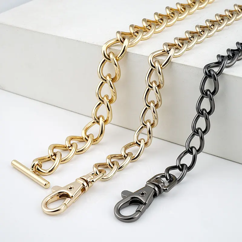 Luxury Brand Accessories Handbag Handles Chain Eco Friendly Gold Plated Leather Hand Bag Decorative Hardware Thick Chain for Bag