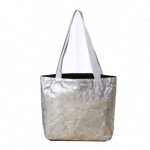 Sac à bandoulière en papier DuPont lavable grande capacité, logo personnalisé, sac de shopping réutilisable en Tyvek - Product Image 1