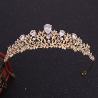 Haute qualité plaqué or mariée couronne cubique zircone diadème strass doux accessoire de cheveux pour accessoires de vêtements de mariage