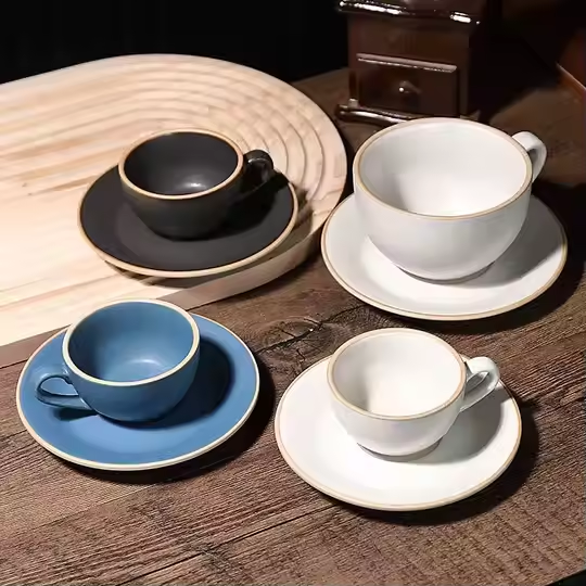 Black Coffee Mug Ceramic Espresso Coffee Cup Set Office Milk Ceramic Cup and Saucer Set