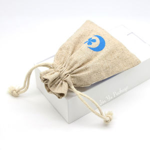 Tas hadiah tali tarik rami goni pola cetak bahan kain Linen untuk kerajinan DIY dan pesta Natal - Product Image 6