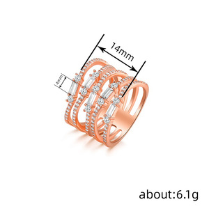 Anello a strati irregolari color oro rosa da donna, elegante, minimalista, accessorio di moda per tutti i giorni - Product Image 4