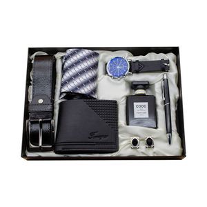 Set de Regalo de Cartera Negra para Hombre, 7 Piezas, Reloj, Cinturón y Bolígrafo, en Caja de Regalo, para Promoción Empresarial - Product Image 1