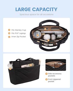 Lightweight Women Men Tote Laptop Bag Large Black Work Handbag Carry on Bags Travel Tote Bag - Product Image 4