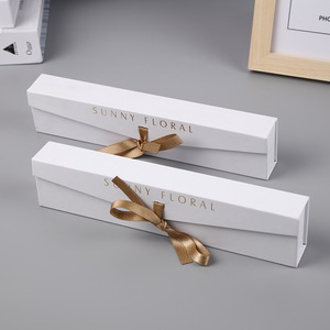 ZL White Rectangular Shipping Mailer Box Luxury Paper Necklace Lip Gloss Gift Box Packaging Boxes With Custom Logo Ribbon