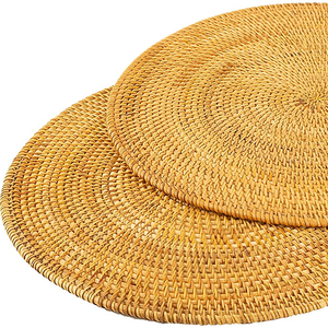 Posavasos de placa de agua de Jacinto redondo ecológico trenzado clásico Cargador Eco-Mats y almohadillas - Product Image 1