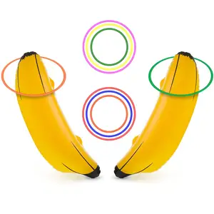 Bachelorette Party Game Banana Ring Toss Game Include 2 Pcs Inflatable Banana with 6 Pcs Plastic Toss Rings Girls Night Party