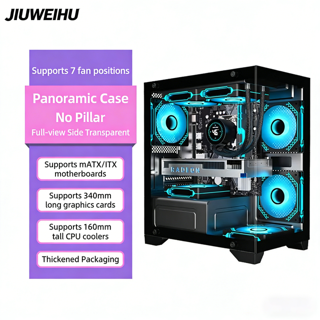 Desktop Full Tower M-ATX Metal Computer Chassis Fully Transparent T02 Supports 240/360 Water-cooled Panoramic Sea View Case