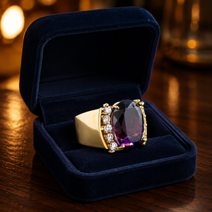 Anello con Gemma Viola per Donne, Elegante Gioiello da Dito per Business e Moda - Product Image 6