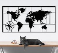 Carte du monde personnalisée du fabricant, pendaison de crémaillère, salon, maison, Art mural, décoration murale en métal, Art