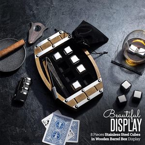 Ensemble cadeau de pierres à <span class=keywords><strong>whisky</strong></span> de luxe, 8 pièces, cubes de glace en acier inoxydable, boîte en bois, pierres réutilisables, accessoires de bar écologiques - Product Image 2