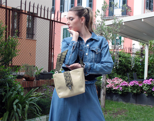 Eccellente offerta PVC e cotone materiali borse di lusso oro tracolla e chiusura oro Mini borsa da donna - Product Image 6