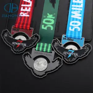 Manufacturer Customized Sports Medal Coin 3D Eagle Design Custom Medals Sports 50 Miler Marathon Running Medals with Magnets