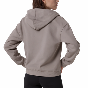 Sudadera con capucha recortada para mujer de moda, jersey con cuello en V y ropa de descanso de lana suave de ajuste extragrande para Athleisure informal - Product Image 3