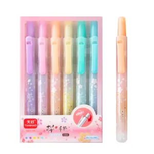 أقلام تزيين ملونة بحبر الفلورسنت عالية الجودة هدية ترويجية للمكتب قلم تزيين بشعار مخصص مع طرف من الألياف
