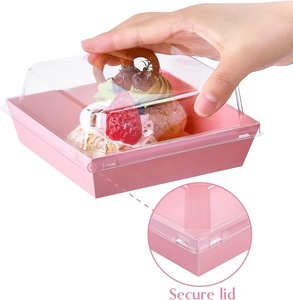 Bán Buôn Màu Hồng Charcuterie Hộp Với Nắp Rõ Ràng Dầu Bằng Chứng Giấy Tráng Miệng Hộp Thực Phẩm Container Cho Bánh <span class=keywords><strong>Macaron</strong></span> Bánh Sandwich Cookie Bánh - Product Image 4