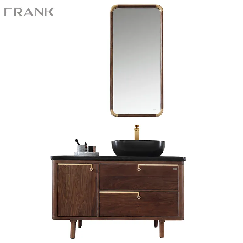 Italian commercial 72 inch double sink luxury waterproof solid wood teak bathroom vanity cabinet set