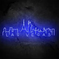 GOLDMORE1 dekoratif eye-catching neon dinding koboi kasino tanda led Las Vegas skyline tanda Neon