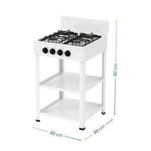 Cuisinière à gaz mobile 4 brûleurs 2 étagères pour camping et jardin 49x49x82 cm avec allumage - Product Image 2