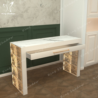 Station de manucure en marbre de luxe léger Tables de salon de beauté pour les ongles Bureau de manucure
