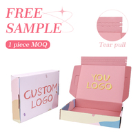 Caja de envío para el cuidado de la piel corrugada reciclada con logotipo personalizado, autoadhesivo con cremallera, tira de rasgado, cajas de papel para embalaje cosmético
