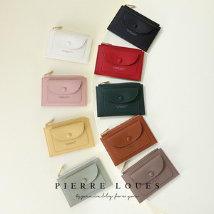 Pierre Loues Ultra Thin Card Holder Women's Coin <b>Purse</b> Solid Color Minimalist Zipper Wallet Spring 2025 - Product Image 1