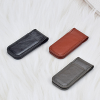 Dompet Magnet dapat dilipat Mini tempat klip uang kulit hadiah modis klip uang Magnet kuat Logo kustom grosir