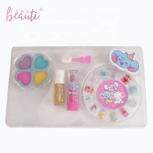 Fondbeauti: ombre à paupières brillant à lèvres rouge à lèvres <span class=keywords><strong>faux</strong></span> ongles ensemble de <span class=keywords><strong>maquillage</strong></span> avec étui de transport en PVC pour enfants filles - Product Image 2