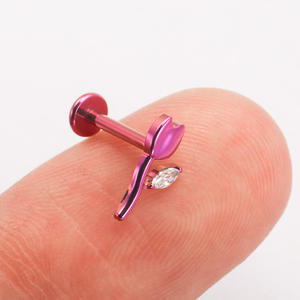 <span class=keywords><strong>VIEN</strong></span> Jewellery ZPO-093 G23 Joyería de Titanio de Moda para Piercings, Flor de Rosa con Circonita Cúbica, Piercing para Labio, Hélix, Oreja y Cuerpo - Product Image 3