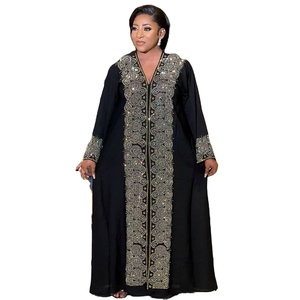 Robes <span class=keywords><strong>Abaya</strong></span> Musulmanes à Strass <span class=keywords><strong>Pas</strong></span> Chères de Fabricants CCY, Robe Longue <span class=keywords><strong>Abaya</strong></span> Africaine à Col en V pour Femmes de Dubaï - Product Image 1