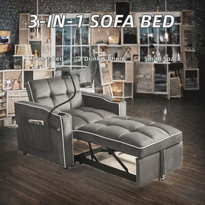 Sofá Cama Moderno 3 en 1 Desmontable y Convertible con Portavasos y Portacelulares, Estilo Sofá Reclinable para Apartamento, Gimnasio, Espacios Pequeños - Product Image 2